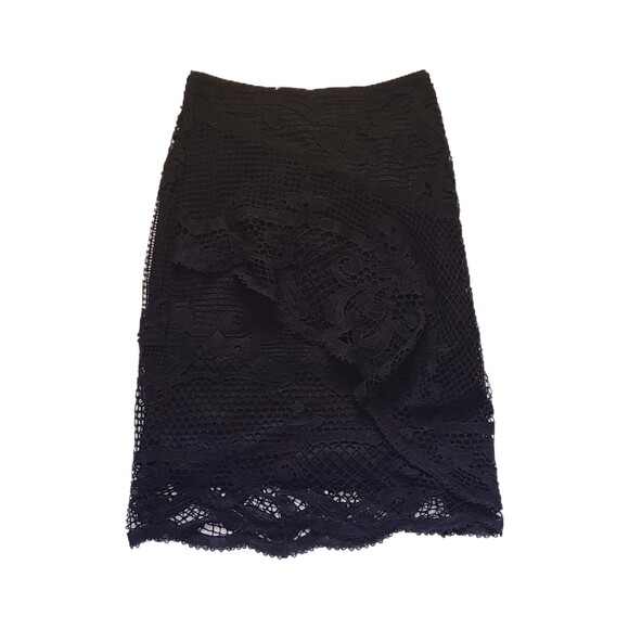Kobi Halperin NWT Black Floral Crochet Lace Layered Straight Skirt, Size S (4-6) - Picture 4 of 9